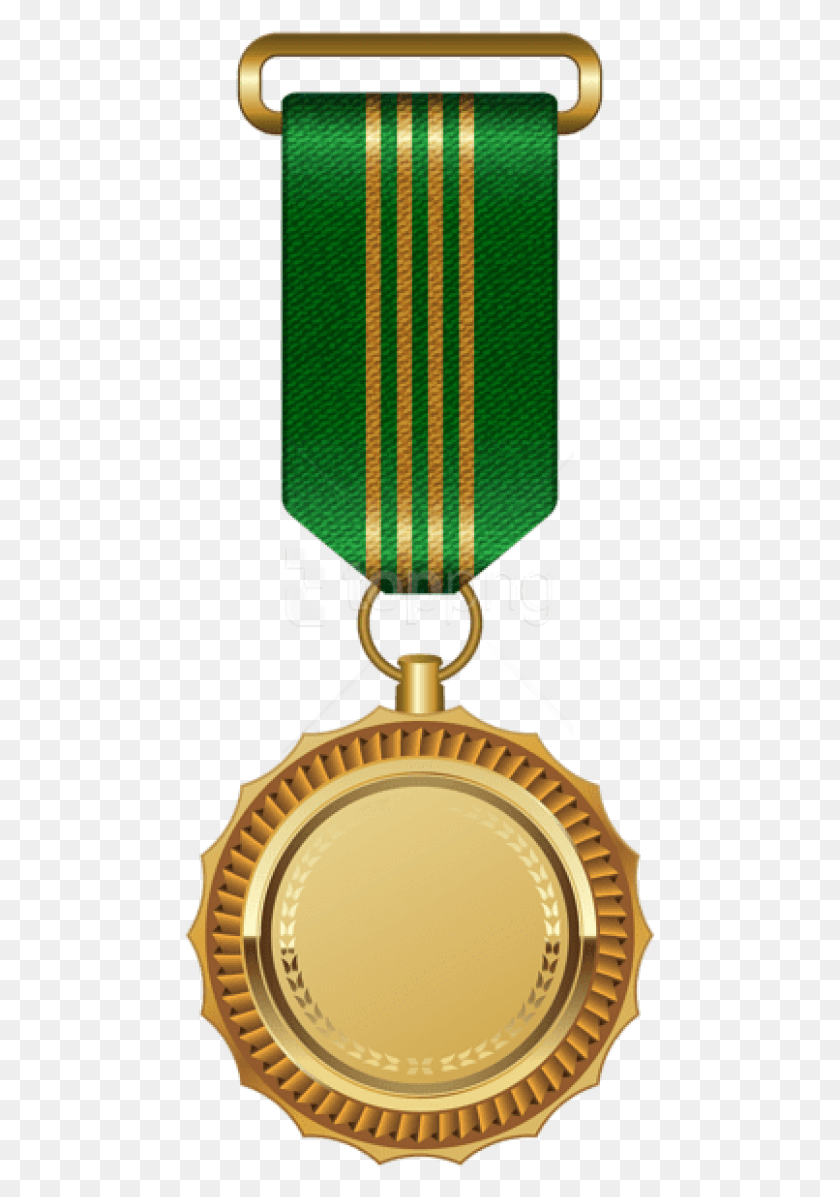471x1137 Medalla De Oro Con Cinta Verde Png / Sello De Oro Png