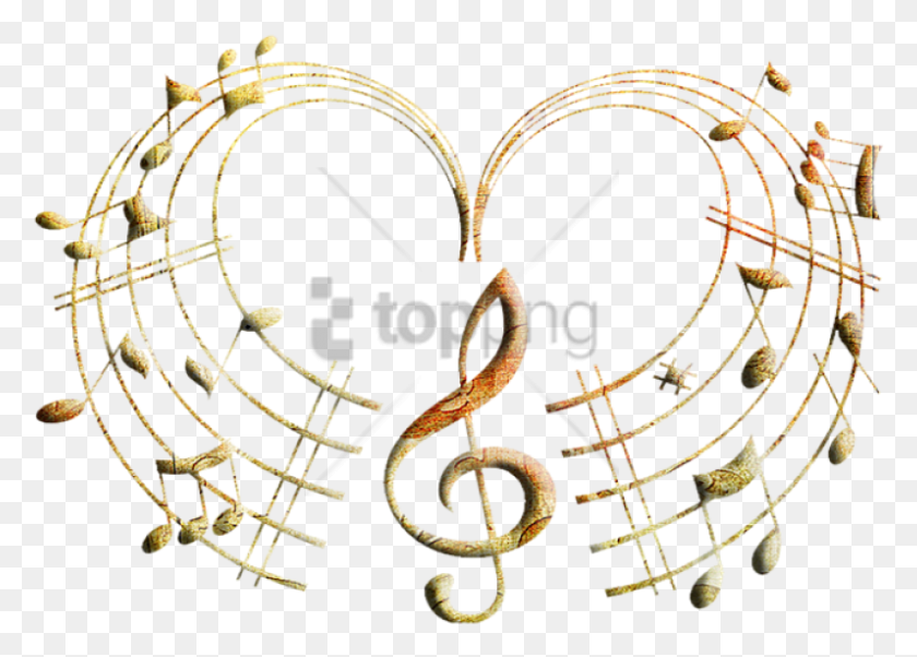 796x554 Free Gold Music Notes Image With Transparent Zolotie Noti, Text, Heart, Necklace HD PNG Download