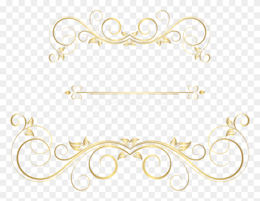 850x642 Free Gold Ornaments Decorative Clipart Ornament Line Gold, Floral Design, Pattern, Graphics HD PNG Download