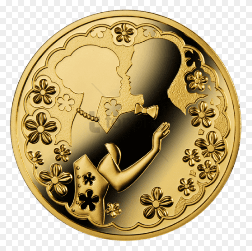 850x847 Png Золотая Пластина С Прозрачной Серебряной Монетой Для Свадебного Дизайна, Бронза, Деньги, Коврик Png Скачать