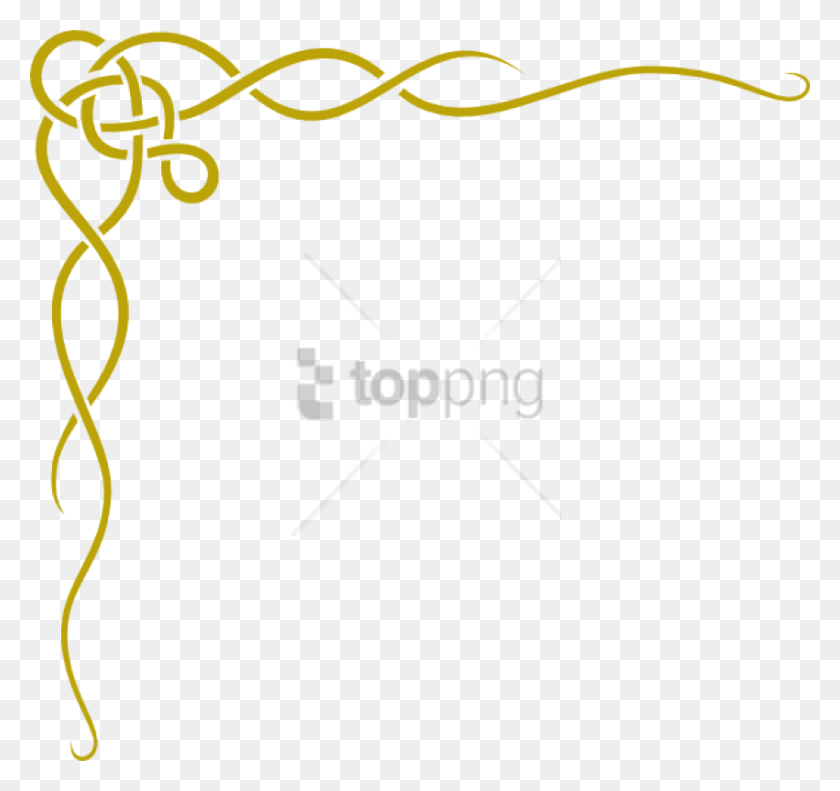 850x797 Free Gold Vector Border Image With Transparent Vines Clipart Black And White, Label, Text, Bow HD PNG Download