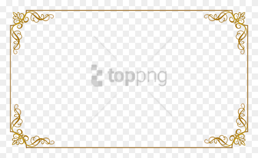 850x498 Free Golden Frame Border Image With Transparent, Text, Label, White Board HD PNG Download