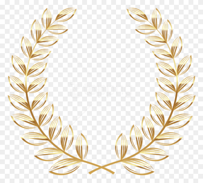 817x732 Free Golden Wreath Transparentpicture Gold Laurel Wreath Transparent, Symbol, Text, Emblem HD PNG Download