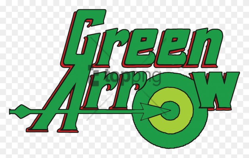 850x515 Descargar Png Flecha Verde Comic Logo Imagen Con Flecha Verde Transparente, Texto, Etiqueta, Número Hd Png