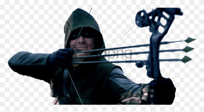 850x439 Free Green Arrow Shoot Arrow Image With Transparent Green Arrow Shooting Bow, Person, Human, Sport HD PNG Download