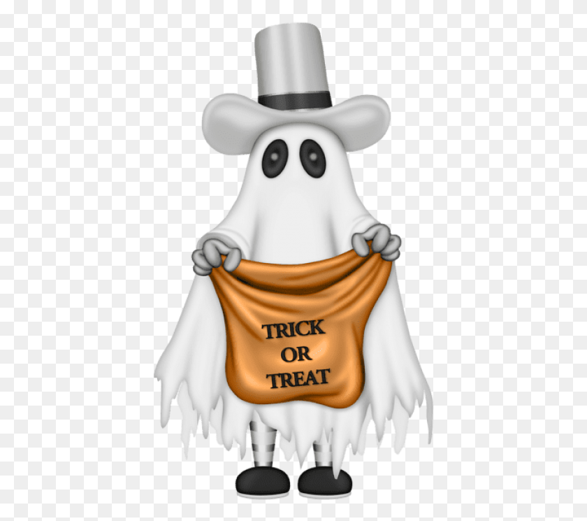 403x685 Free Halloween Ghost With Trick Or Treat Trick Or Treat Ghost, Mammal, Animal, Clothing HD PNG Download