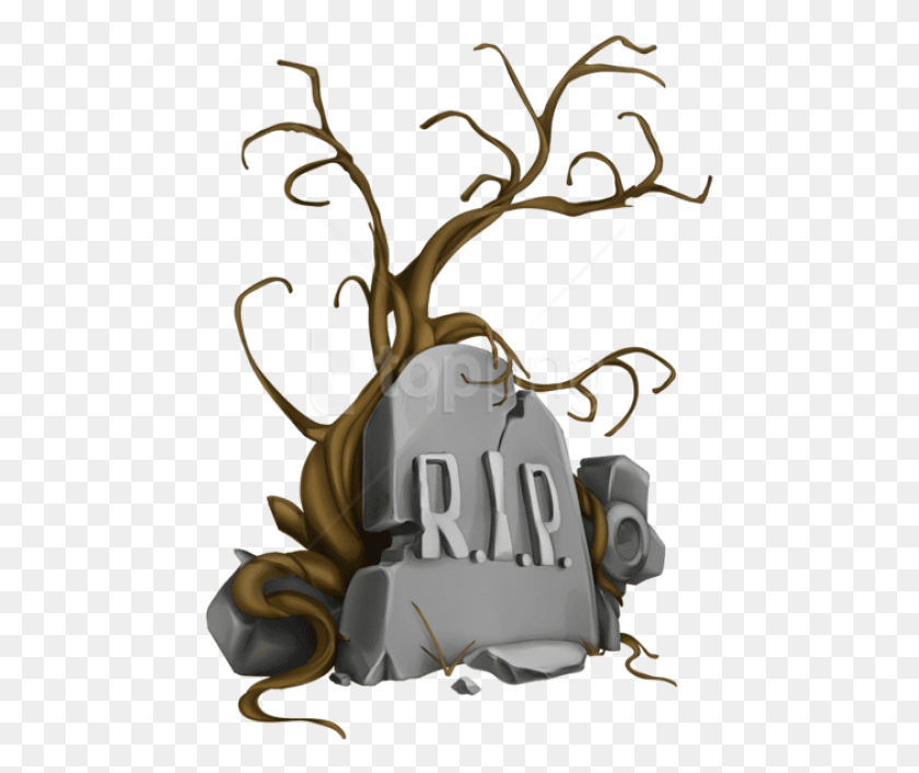467x646 Free Halloween Rip Tombstone And Tree Rip Clipart, Bag, Text, Dessert HD PNG Download