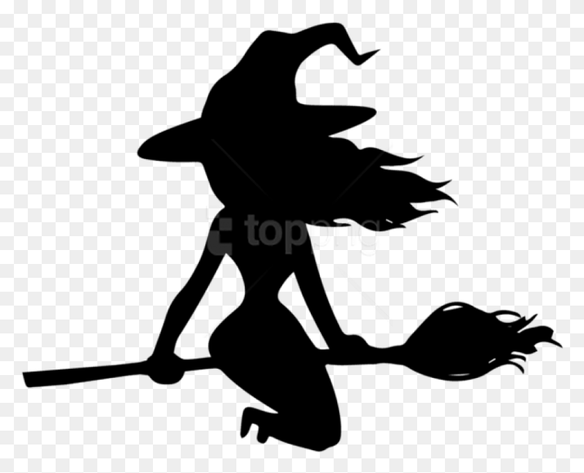 838x668 Free Halloween Witch On Broom Silhouette Images Sexy Witch Clip Art, Text, Symbol, Number HD PNG Download