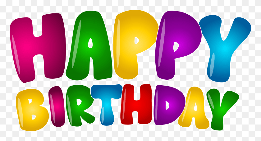 7921x3997 Free Happy Birthday Colorful Text Happy Birthday Text, Label, Word, Number HD PNG Download