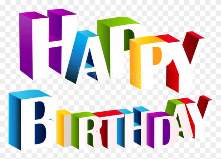 843x587 Free Happy Birthday Multlor Images Happy Birthday Text, Word, Alphabet, Graphics HD PNG Download