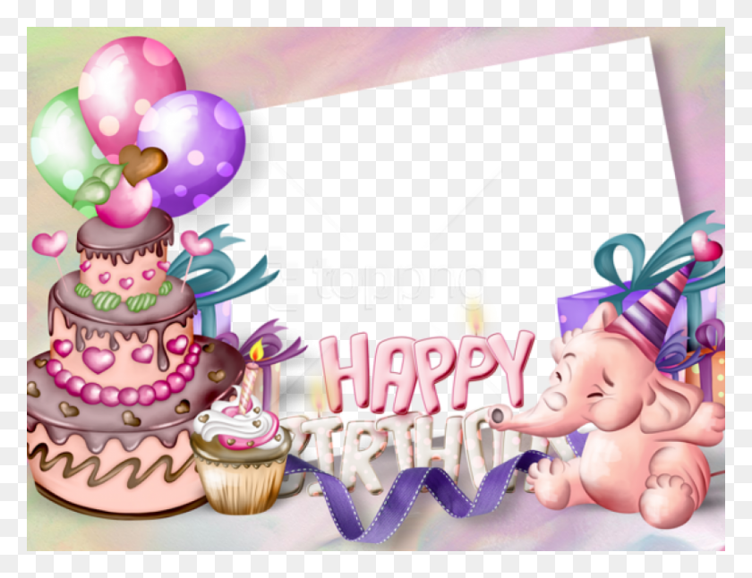 850x639 Free Happy Birthday Transparent Frame Background Khung Nh Happy Birthday, Cupcake, Cream, Cake HD PNG Download