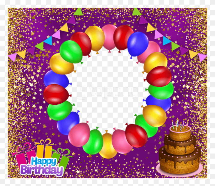 850x727 Free Happy Birthday Transparent Purple Photo Frame Transparent Happy Birthday Frame, Cake, Dessert, Food HD PNG Download