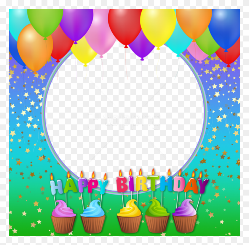 850x836 Free Happy Birthdayphoto Frame Background Best Happy Birthday Card Template, Balloon, Ball HD PNG Download