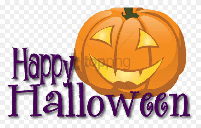 843x514 Free Happy Halloween Pumpkin Image With Transparent Happy Halloween, Vegetable, Plant, Food HD PNG Download