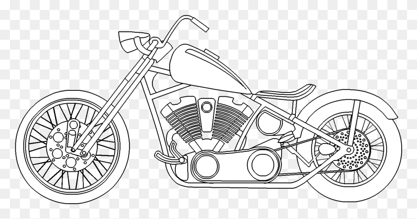 1435x701 Free Harley Davidson Motor Bike Drawings Cuadro Moto Chopper Planos, Lawn Mower, Tool, Vehicle HD PNG Download