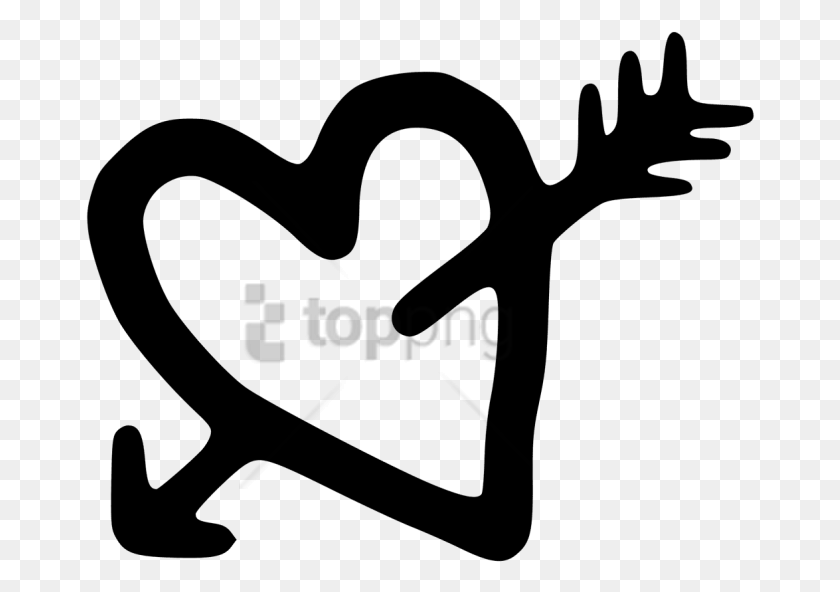 670x532 Free Heart And Arrow Drawing Images Heart Arrow Clipart Black And White, Text HD PNG Download