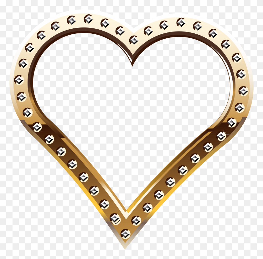 7869x7773 Free Heart Border Gold Clipart Photo Golden Heart Border, Bracelet, Jewelry, Accessories HD PNG Download