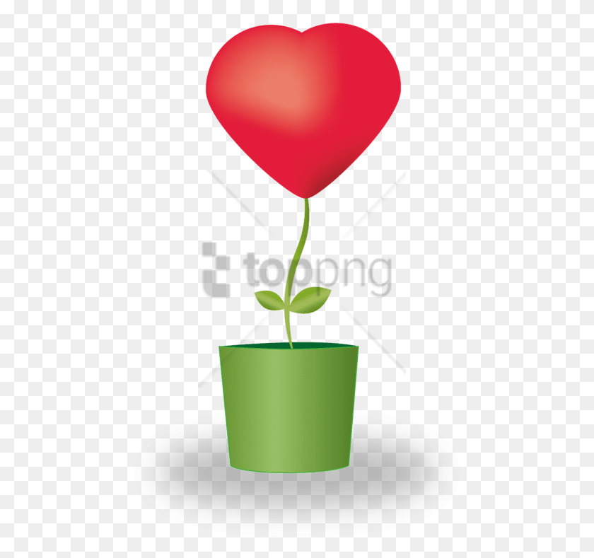 462x729 Free Heart Flower Potted Plants Love Mother39s Day Vaso Com, Plant, Balloon, Ball HD PNG Download