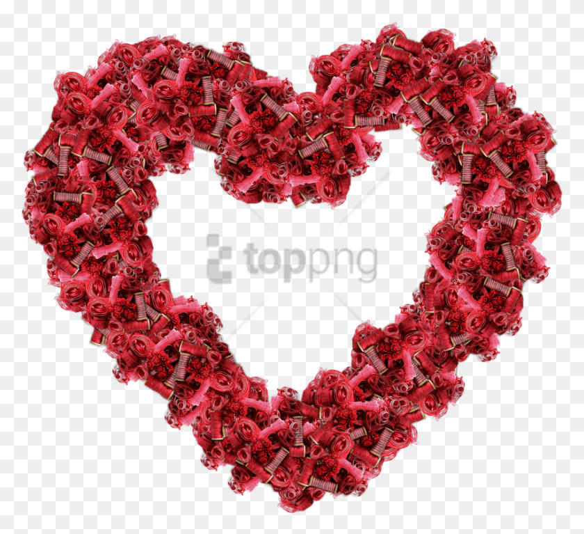 850x771 Free Heart Ribbon And Thread Red Images, Wreath, Bracelet, Jewelry HD PNG Download