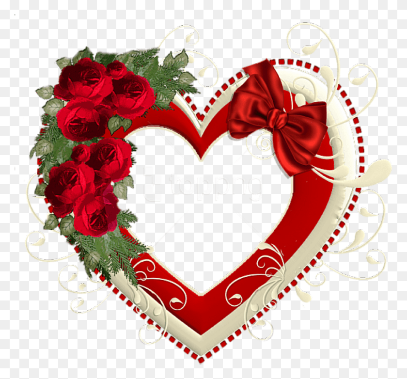 850x787 Png Сердце, Роза, Цветок, Растение, Рамка С Красными Розами
