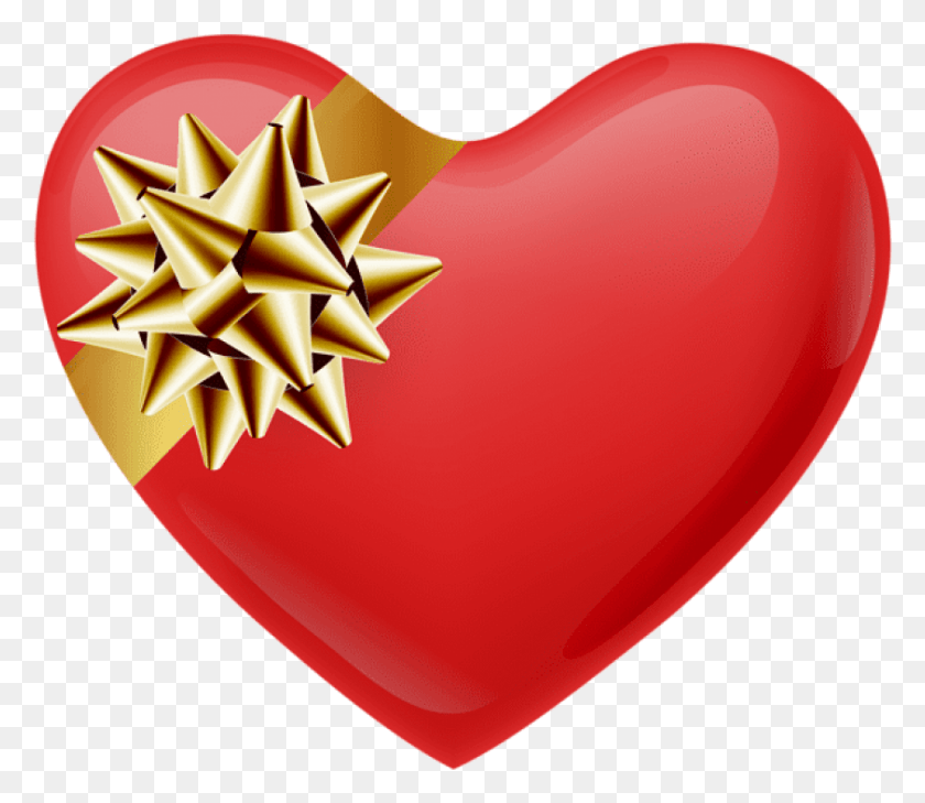 843x724 Free Heart With Gold Bow Portable Network Graphics, Symbol, Balloon, Ball HD PNG Download