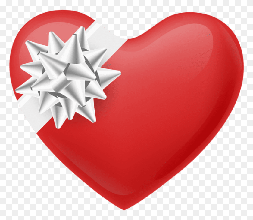 843x728 Free Heart With White Bow Heart, Balloon, Ball, Symbol HD PNG Download
