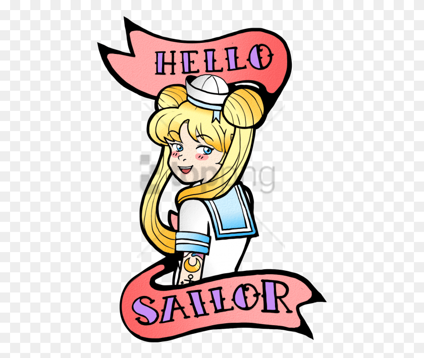 457x650 Free Hello Sailor Tattoo Image With Transparent Transparent Sailor Tattoo, Poster, Advertisement, Book HD PNG Download