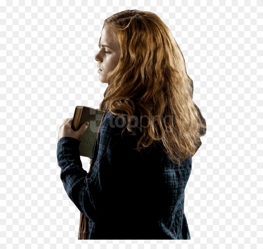 480x737 Descargar Png Hermione Preocupada Con El Libro Detrás De Harry Potter Et Les Reliques, Persona, Cabello Humano Hd Png