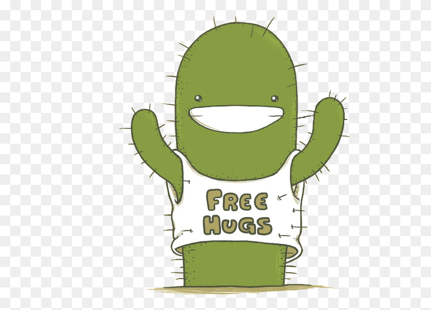 523x544 Free Hugs Design By Spookylili Cartoon, Plant, Cactus, Helmet, Hd Png Скачать