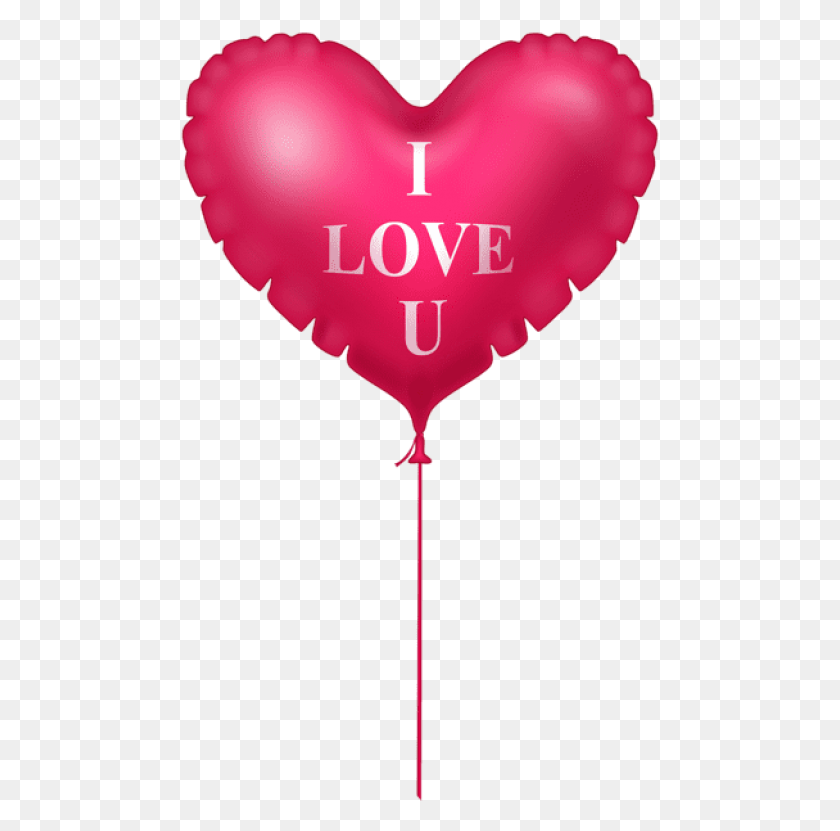 480x771 Free I Love You Pink Heart Balloon Cat With Heart Cartoon, Ball HD PNG Download