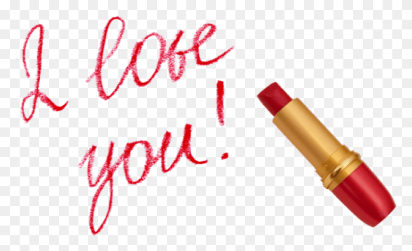 826x479 Free I Love You With Lipstick Images Transparent Love You My Boyfriend, Cosmetics, Text, Handwriting HD PNG Download