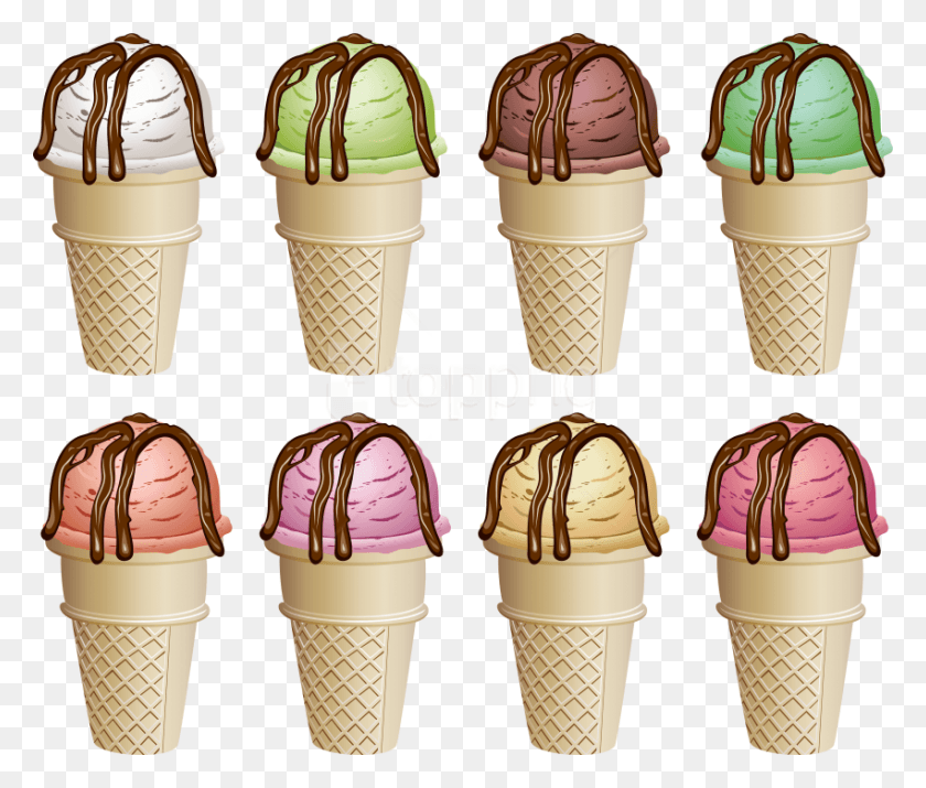 850x714 Free Ice Cream Clipart Photo Images Seven Ice Creams Clipart, Cream, Dessert, Food HD PNG Download