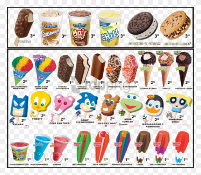 850x731 Бесплатное Меню Грузовика С Мороженым Chip Cookie Ice Cream Sandwich, Десерт, Еда, Сливки Png Скачать