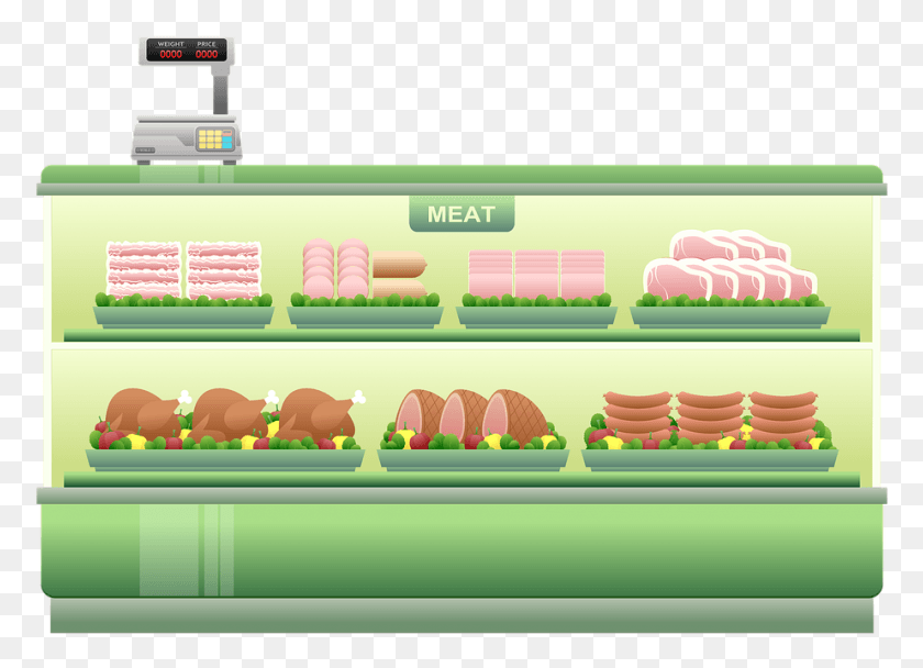 923x649 Free Illustration Meat Counter Supermarket Shelf Image, Edificio, Comida, Comida Hd Png Descargar