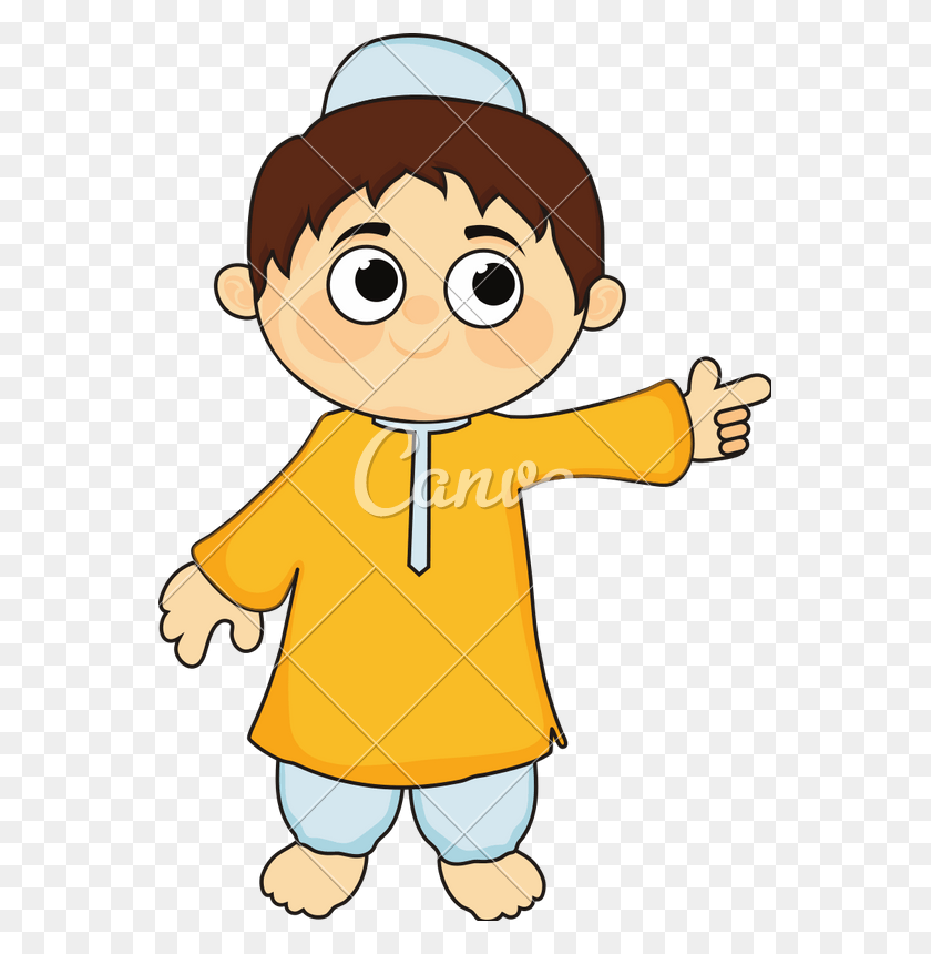 553x800 Free Illustration Of Cute Little Muslim Cartoon, Clothing, Apparel, Coat Descargar Hd Png