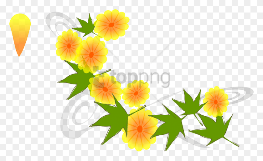 850x496 Бесплатные Вдохновленные Желтые Цветы Цветы Сарасвати Пуджа Цветок, Графика, Цветочный Дизайн Hd Png Скачать