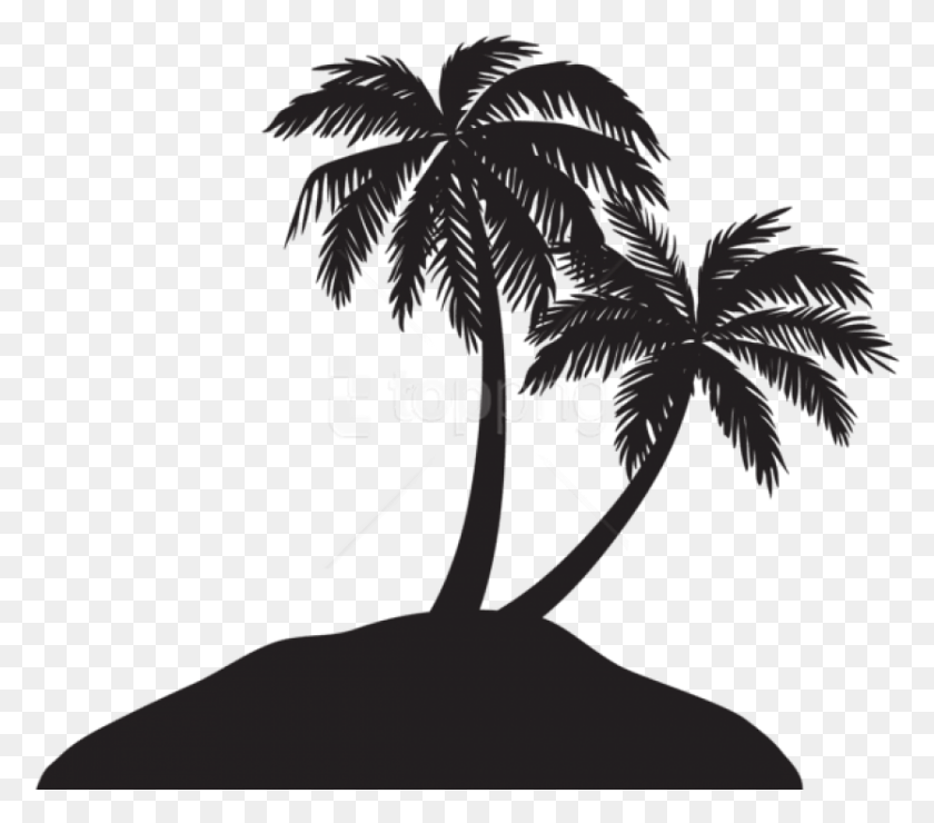 835x729 Free Island With Palm Trees Silhouette Palm Tree Silhouette, Outdoors, Nature, Plant HD PNG Download