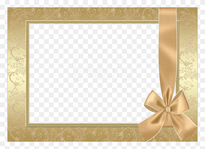 850x601 Free Large Gold Transparent Frame With Gold Bow, Scroll, Gift, Envelope HD PNG Download