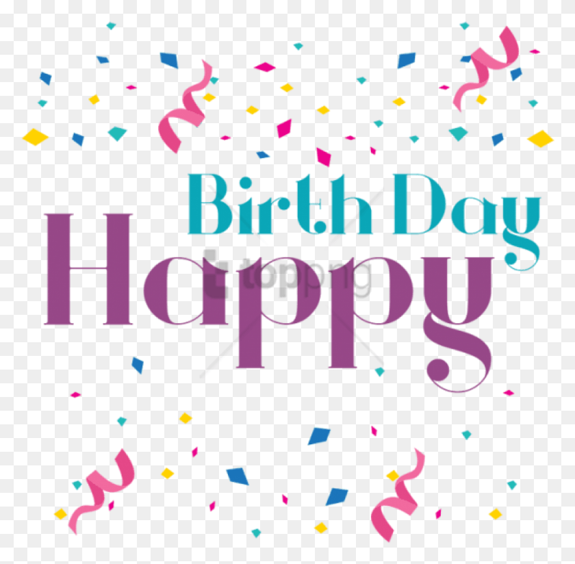 850x833 Free Lettering Happy Birthday Image With Transparent Graphic Design, Paper, Confetti HD PNG Download