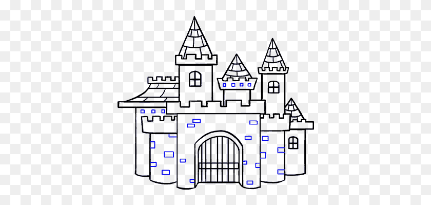 384x339 Free Library Drawing Windows Castle Castle Drawing, Pac Man, Scoreboard HD PNG Download