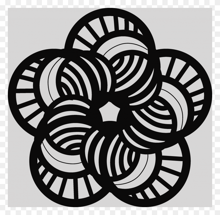 2555x2486 Free Line Art Flowers Line Art Flower Free Clipart, Spiral, Stencil, Rug HD PNG Download