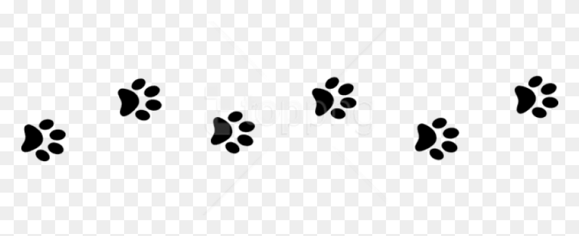 851x309 Free Line Of Paw Prints Images Background Transparent Paw Print Trail, Text, Symbol, Alphabet HD PNG Download