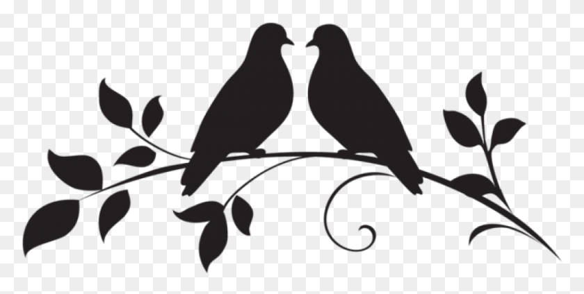 848x396 Free Love Doves Silhouette Doves Silhouette, Stencil, Triangle HD PNG Download