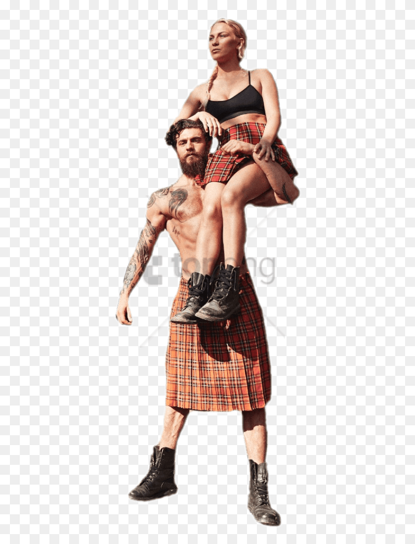 386x1040 Free Male And Female Warriors Highland Kilt, Clothing, Apparel, Person HD PNG Download