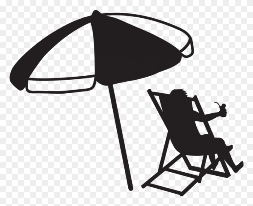 835x671 Человек На Пляже С Зонтиком И Пляжным Зонтиком Черно-Белый, Навес, Патио Зонтик Png Скачать