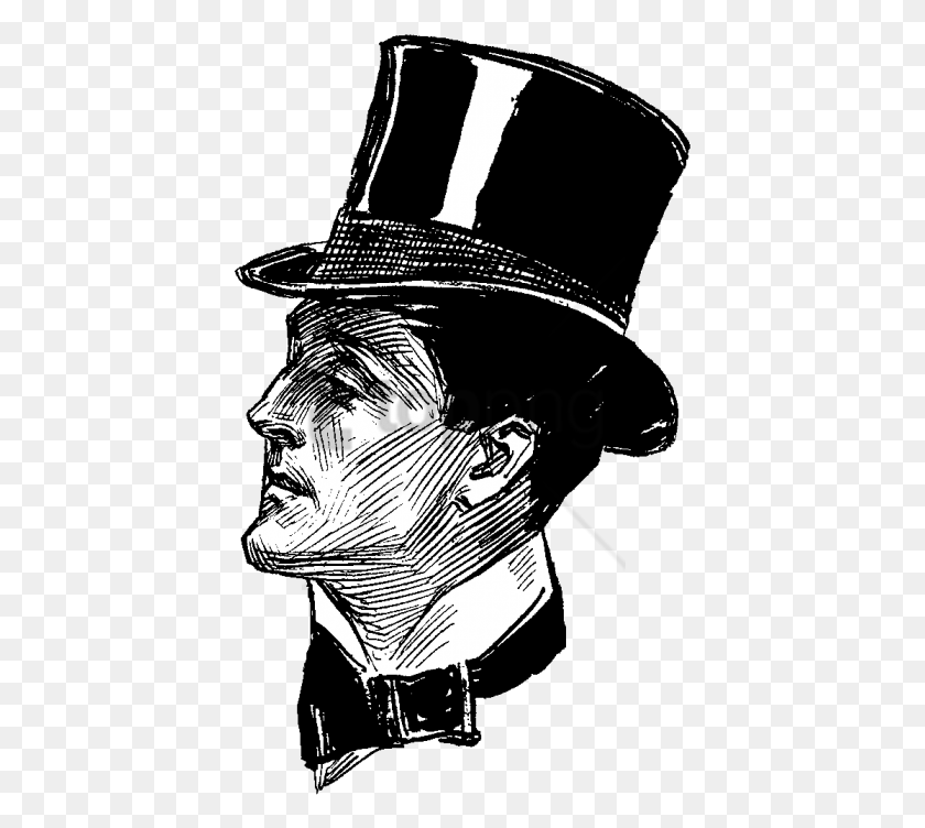 415x692 Free Man With Victorian Top Hat Sideview Drawing Of Man In Top Hat, Person, Human HD PNG Download