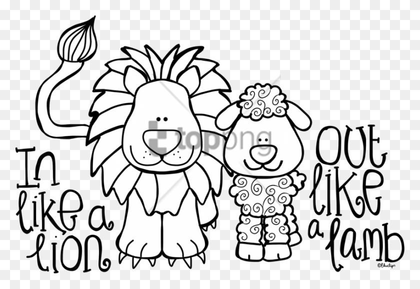 850x565 Free March Lion Lamb Coloring Pages Image With March Poems For Kindergarten, Doodle HD PNG Download