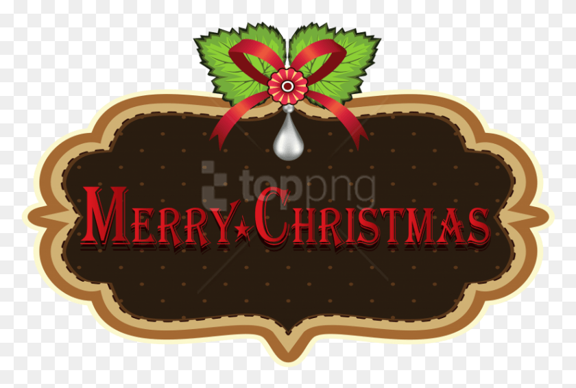 823x534 Free Merry Christmas Label Clipart Christmas Day, Dessert, Food, Cake HD PNG Download