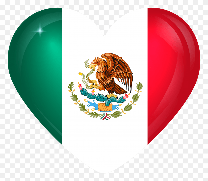 5933x5104 Png Флаг Мексики С Большим Сердцем, Флаг Мексики, Сердце, Шар, Воздушный Шар, Графика Hd Png