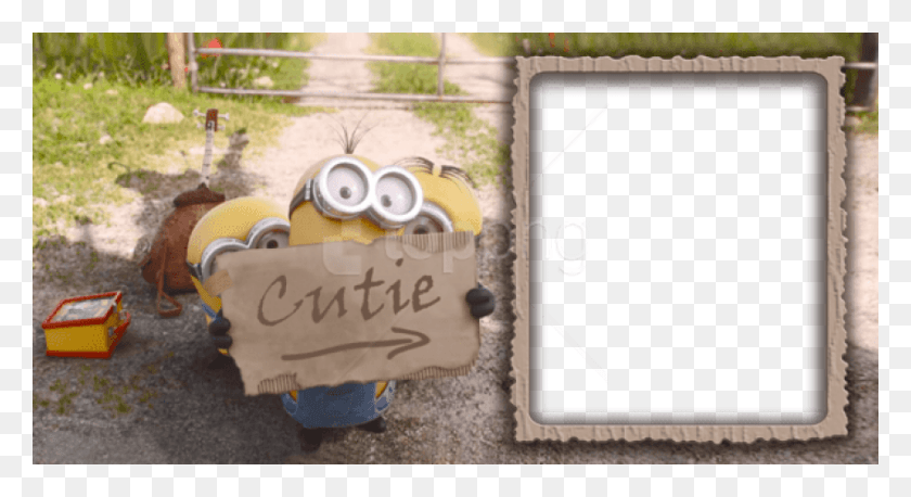 850x434 Descargar Png Minions 2015 Cutie Kids Frame Background Mejor Marco Transparente Minions Frame, Text, Clothing, Apparel Hd Png